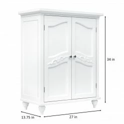 TeamsonUS Teamson Home Versailles Wooden Floor Cabinet With 2 Shelves, White