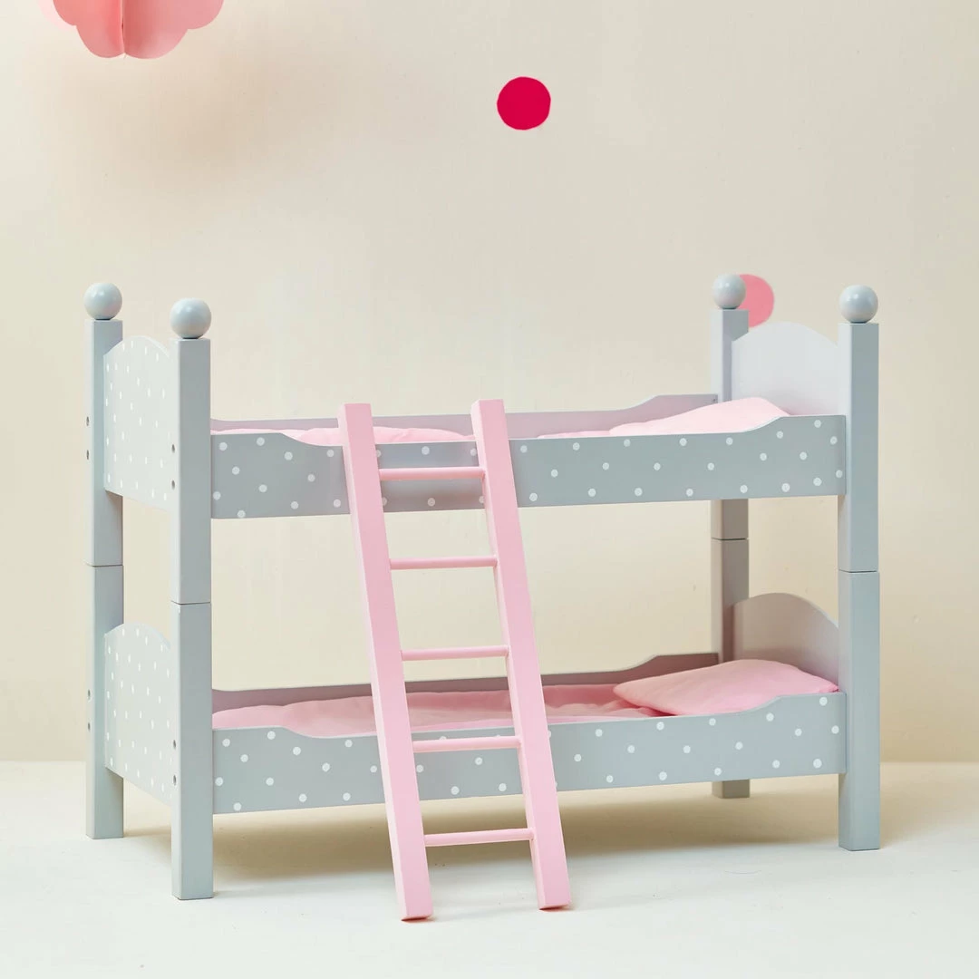 TeamsonUS Kids Olivia's Little World Polka Dots Princess Double Bunk Bed For 18" Dolls, Gray