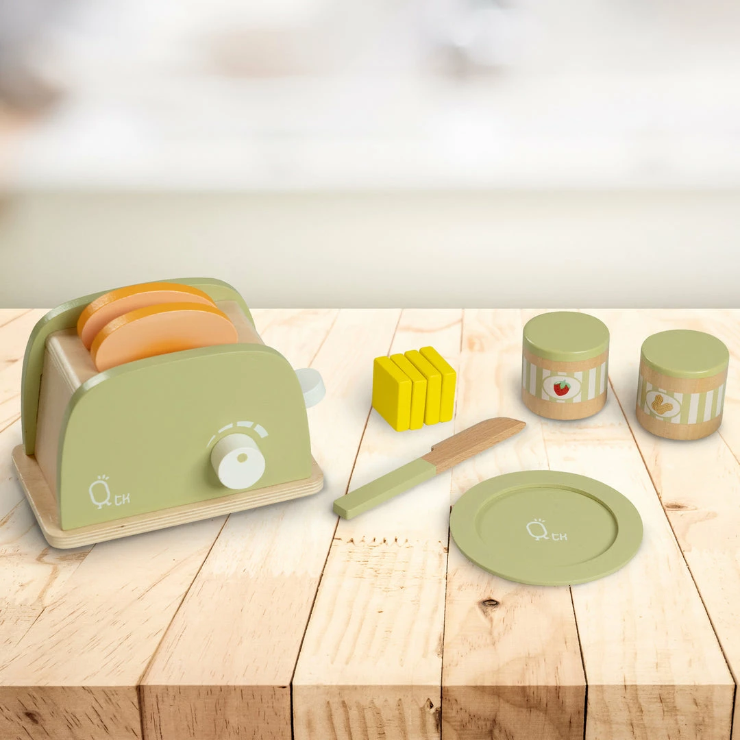 TeamsonUS Teamson Kids Little Chef Frankfurt Wooden Toaster Play Kitchen Accessories, Green