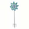 TeamsonUS Teamson Home - Outdoor Blue Floral Kinetic Dual Spinner Windmill