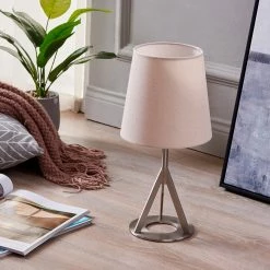 TeamsonUS Teamson Home Aria 15" Modern Table Lamp With Round Shade, Brass/Khaki