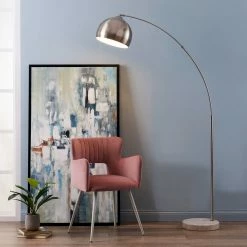 TeamsonUS Teamson Home Arquer Arc 68" Metal Floor Lamp With Bell Shade, Polished Nickel