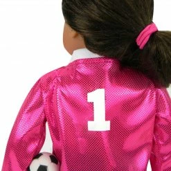 TeamsonUS Kids Sophia's 6 Piece Soccer Uniform Outfit Set For 18'' Dolls, Fuchsia
