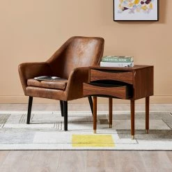 TeamsonUS Teamson Home Dawson Modern Wooden Side Table With Storage, Walnut