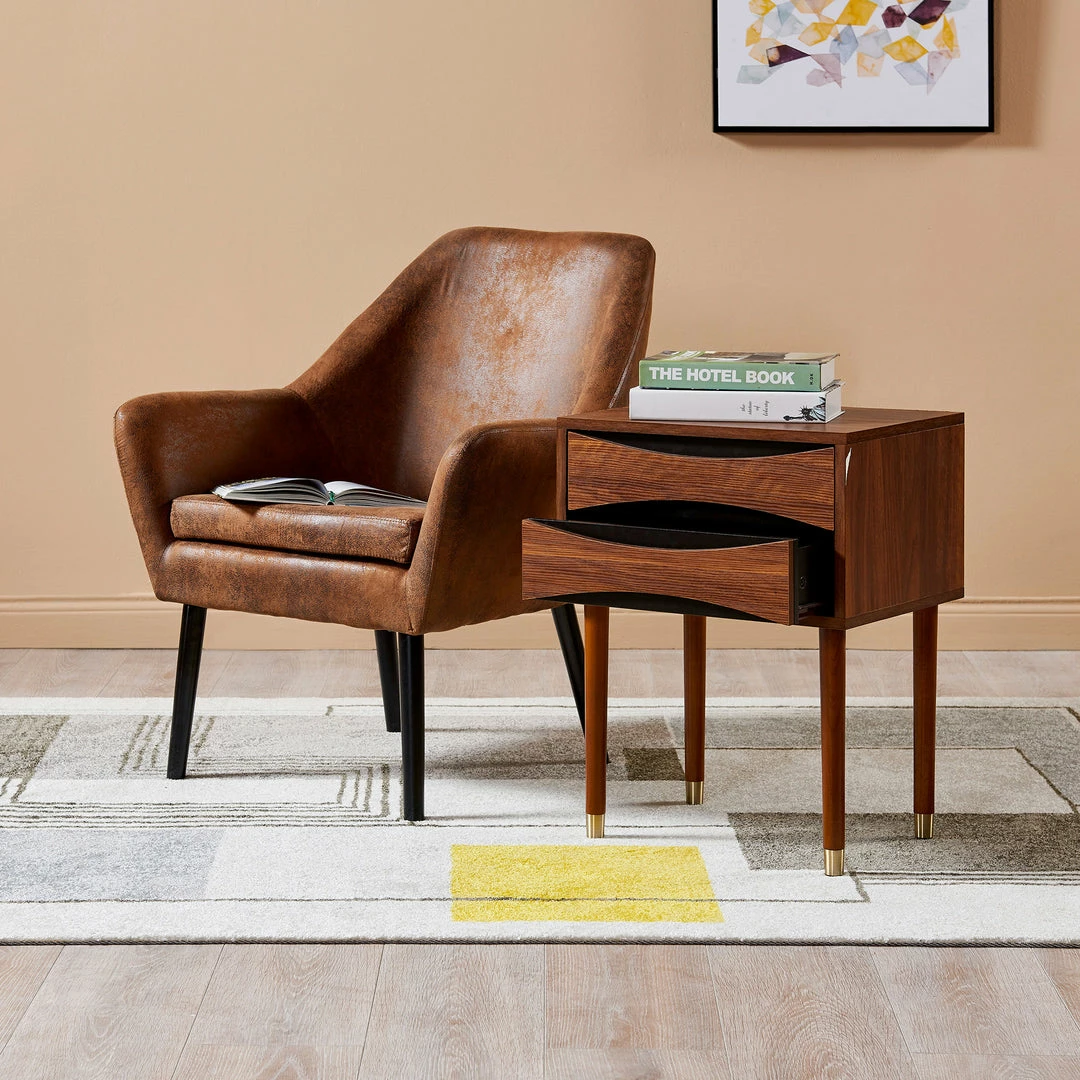 TeamsonUS Teamson Home Dawson Modern Wooden Side Table With Storage, Walnut