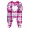 TeamsonUS Kids Sophia's Flannel Sleeper With Sherpa Heart Design For 15'' Dolls, Hot Pink