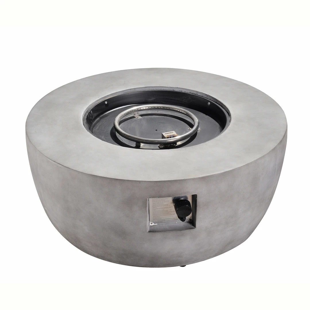 TeamsonUS New Teamson Home 36" Outdoor Round Propane Gas Fire Pit With Faux Concrete Base, Gray