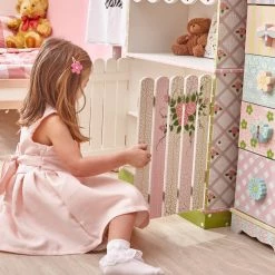 TeamsonUS Fantasy Fields Kids Painted Wooden Crackled Rose Bookshelf House With Cabinet, Pink