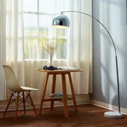 TeamsonUS Teamson Home Arquer Arc 66" Metal Floor Lamp With Bell Shade, Chrome