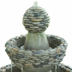 TeamsonUS Teamson Home Outdoor Stone-Look 3-Tier Pedestal Floor Fountain, Gray
