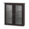 TeamsonUS Teamson Home Chesterfield Removable Wooden Wall Cabinet With 2 Waffle Glass Doors, Espresso