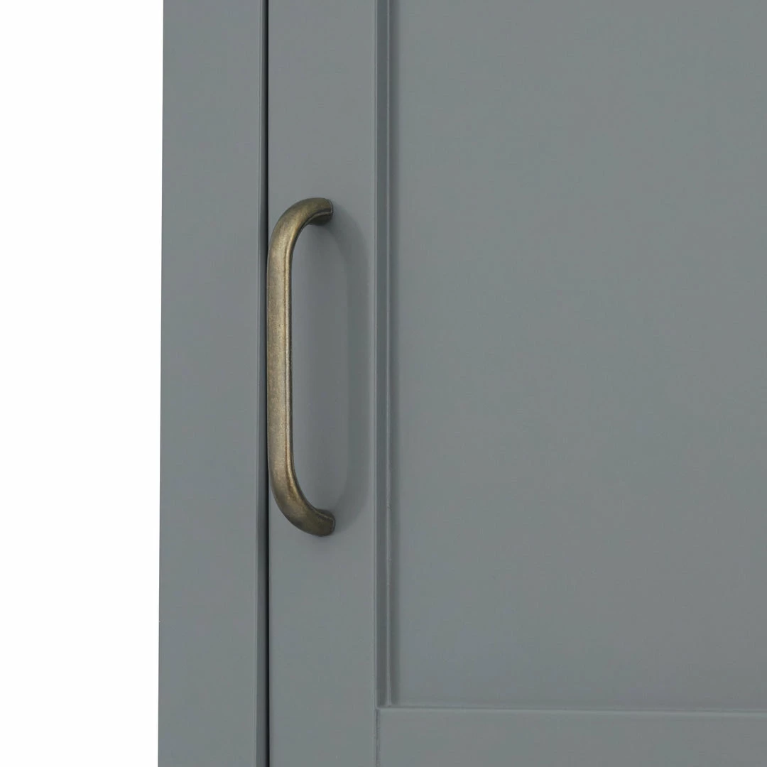 TeamsonUS Teamson Home Mercer Mid Century Modern Linen Tower Storage Cabinet With Two Doors, Gray