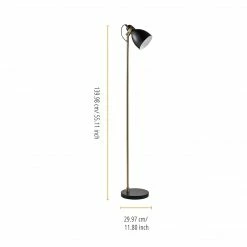 TeamsonUS Teamson Home Quincy Modern Monopod Floor Lamp With Antique Brass Finish, Black