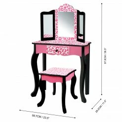 TeamsonUS Kids Fantasy Fields - Fashion Leopard Prints Gisele Play Vanity Set - Pink / Black
