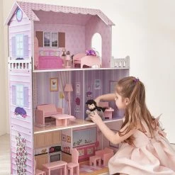 TeamsonUS Kids Olivia's Little World Dreamland Tiffany Dollhouse With 12 Accessories, Pink/Purple