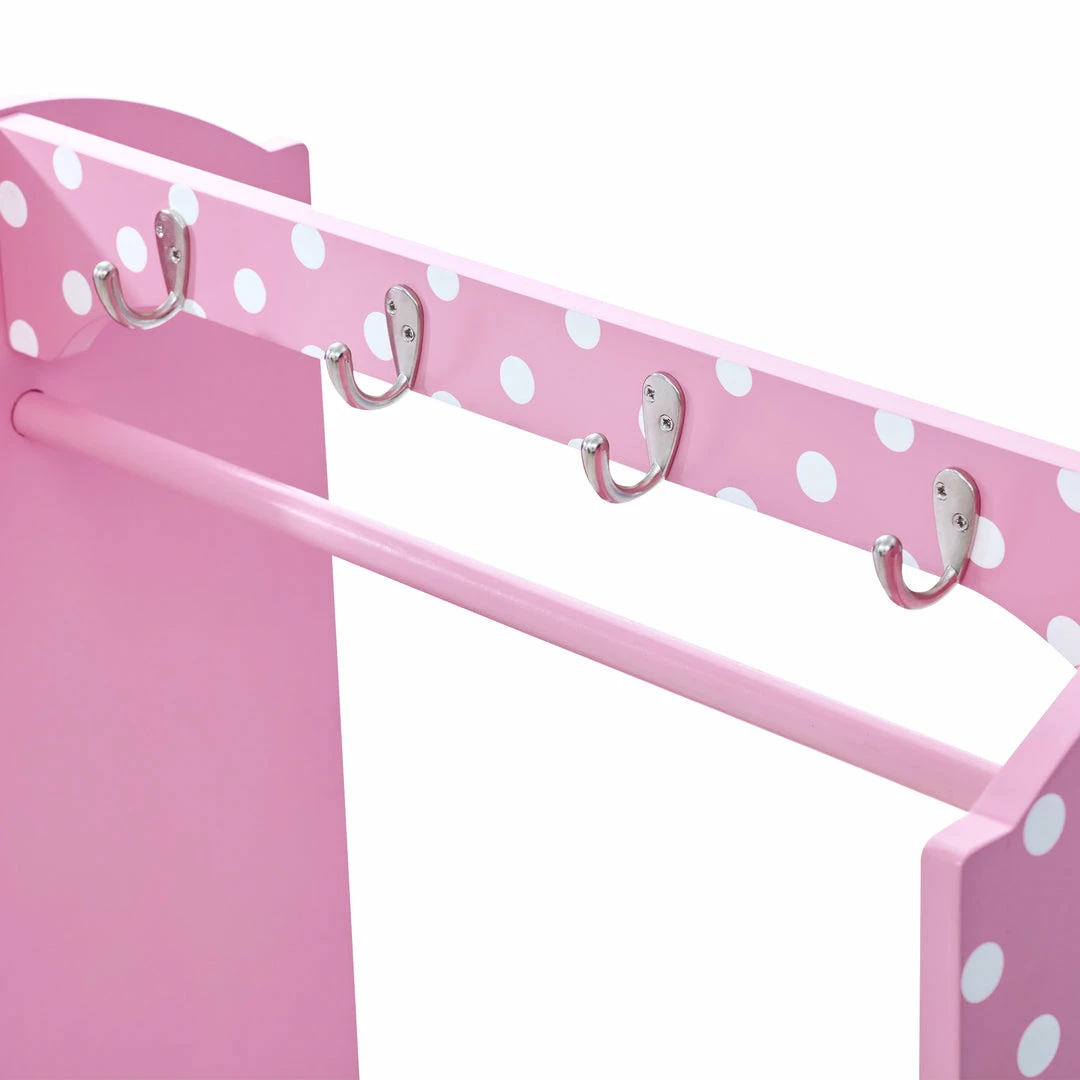TeamsonUS Fantasy Fields Polka Dots Toy Clothing Rack With Storage, Pink