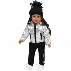 TeamsonUS Kids Sophia's 4 Pc Casual Winter Set For 18 Inch Dolls, Silver/Black