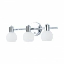 TeamsonUS Teamson Home Bathroom Vanity Triple Sconce Light With 3 Frosted Shades, Chrome Fixture