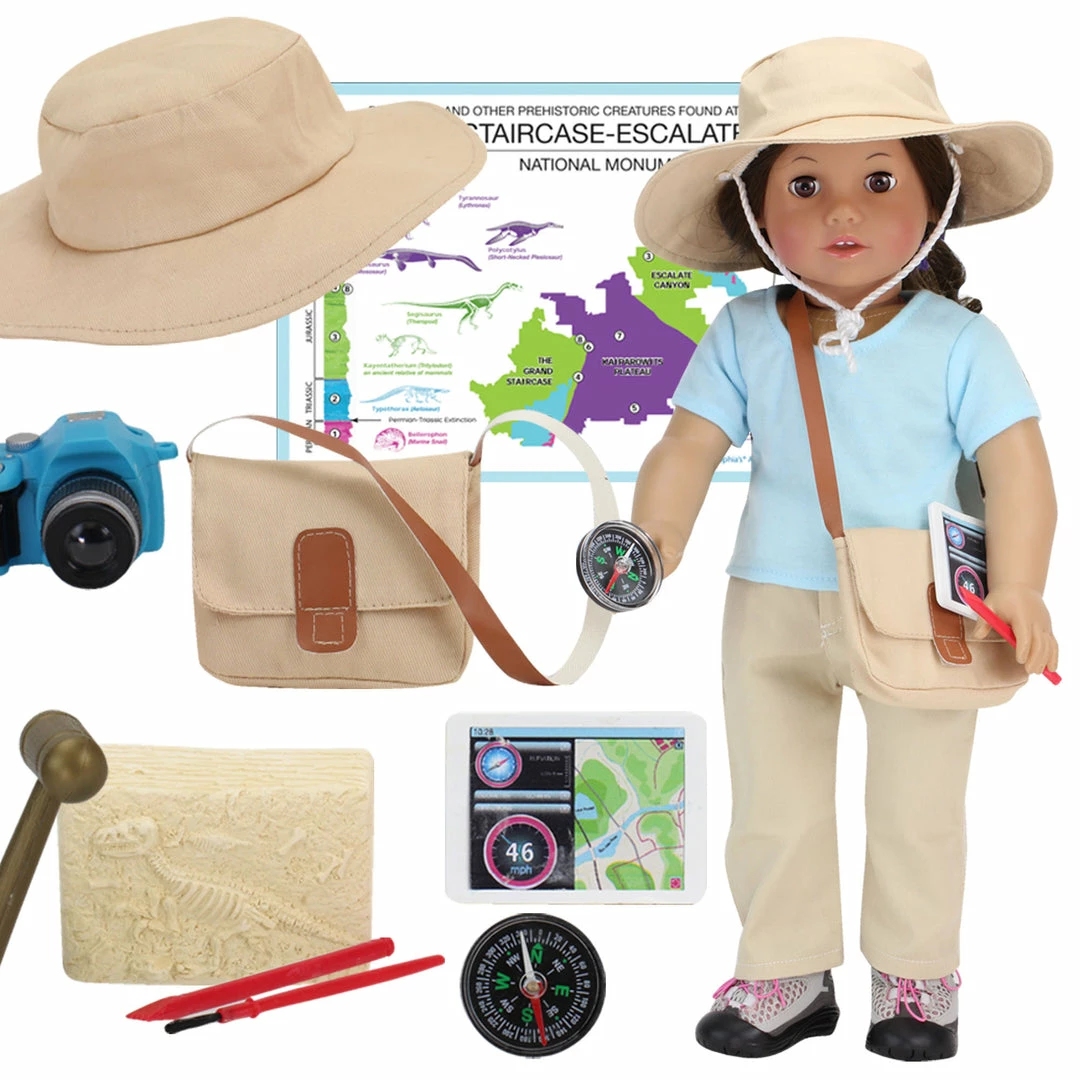 TeamsonUS Sophia's 10 Piece Smithsonian Paleontologist Set For 18" Dolls, Multicolor