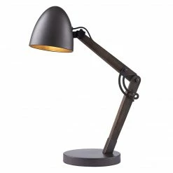 TeamsonUS Teamson Home Lexi Modern Reading Table Lamp With Black Shade And Brushed Steel Finish