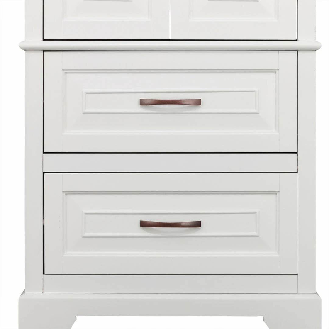 TeamsonUS Teamson Home St. James Wooden Linen Tower Cabinet With 2 Drawers, White