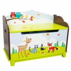 TeamsonUS Fantasy Fields Enchanted Woodland Kids Wooden Toy Storage Chest, Multicolor