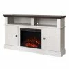 TeamsonUS Teamson Home Eliana 60" TV Console Stand With Electric Fireplace, Dark Oak/White