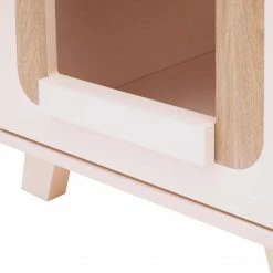 TeamsonUS Teamson Pets Daisy Elevated Vented Wooden Cat Litter Box Enclosure Side Table, Tan