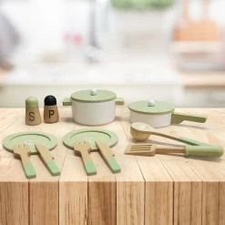 TeamsonUS Teamson Kids Little Chef Frankfurt Wooden Cookware Play Kitchen Accessories, Green