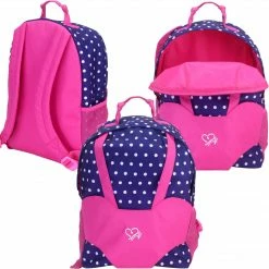 TeamsonUS Sophia's Polka Dot Backpack Carrier To Fit 15'' & 18'' Dolls, Navy