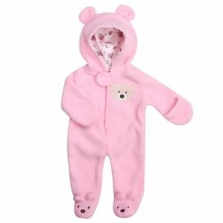 TeamsonUS Kids Sophia's Fleece Bear Hooded Snowsuit Outfit For 15'' Dolls, Light Pink