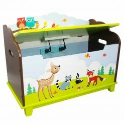 TeamsonUS Fantasy Fields Enchanted Woodland Kids Wooden Toy Storage Chest, Multicolor