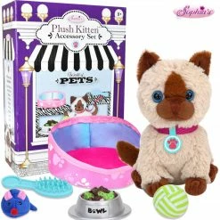 TeamsonUS Sophia's Tan Plush Kitten And Accessories Set For 18