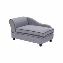 TeamsonUS Teamson Pets Chaise Lounge Dog Bed With Storage For Small And Medium Dogs, Gray