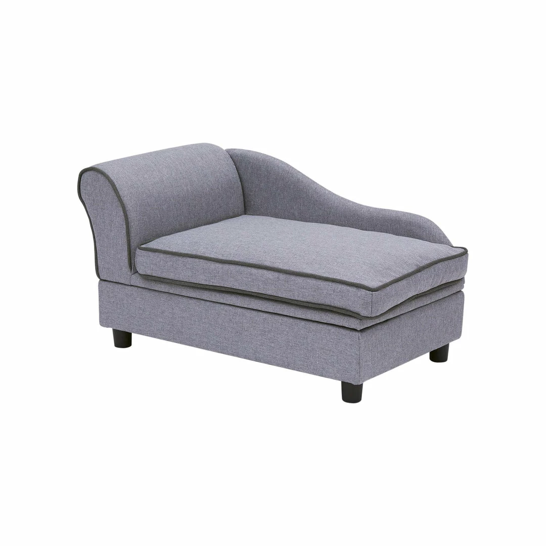 TeamsonUS Teamson Pets Chaise Lounge Dog Bed With Storage For Small And Medium Dogs, Gray