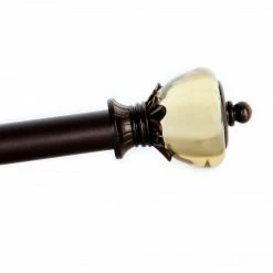 TeamsonUS Teamson Home Curtain Rod With Transparent Mocha Crown Finial