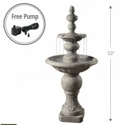 TeamsonUS Teamson Home Icy Stone 2-Tier Waterfall Garden Fountain, Gray