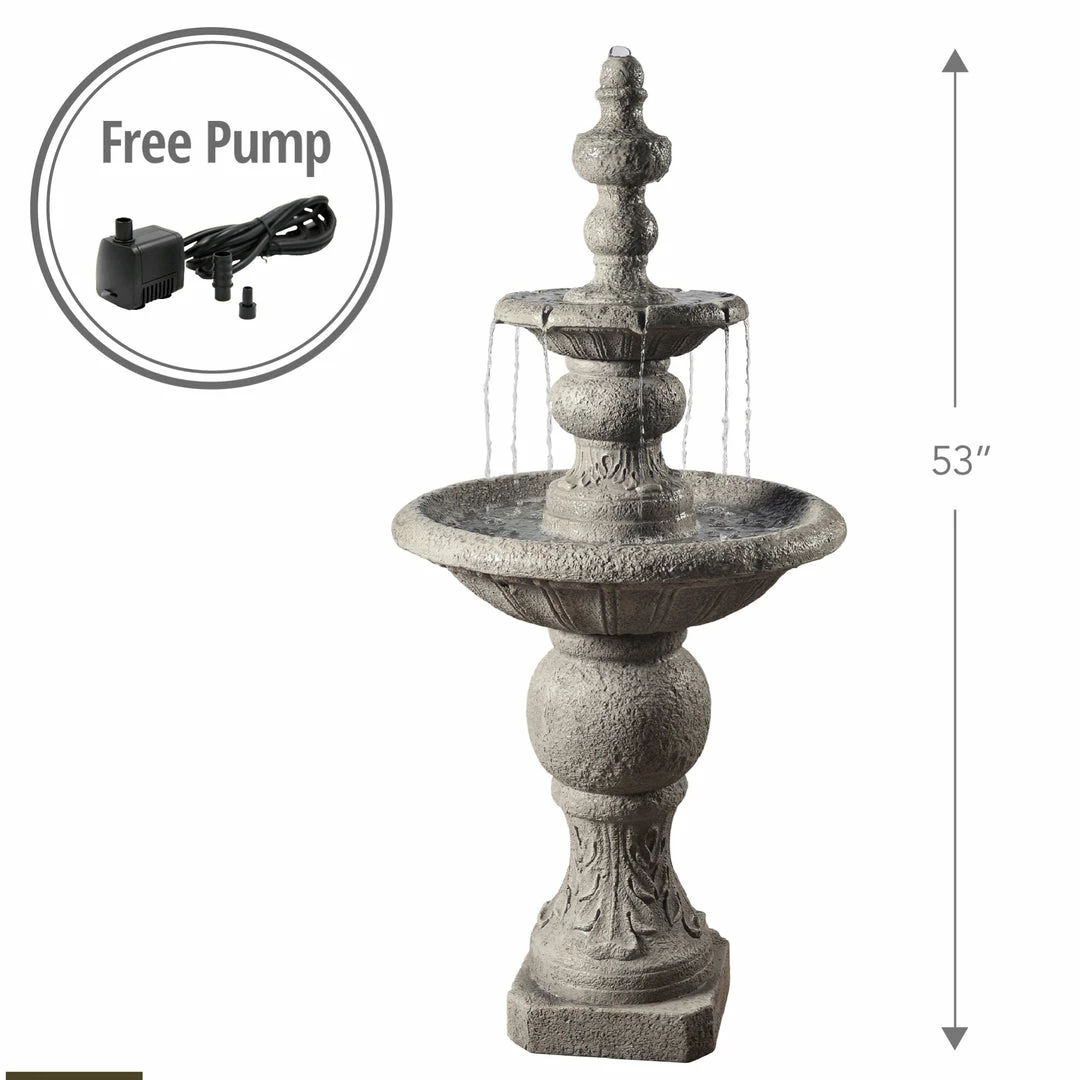TeamsonUS Teamson Home Icy Stone 2-Tier Waterfall Garden Fountain, Gray