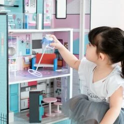 TeamsonUS Teamson Kids Dreamland Barcelona Dollhouse With 10 Accessories, Turquoise/Black