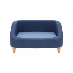 TeamsonUS New Teamson Pets Bennett Elevated Linen Sofa Pet Daybed For Small And Medium Dogs, Navy