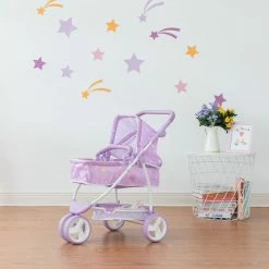 TeamsonUS Olivia's Little World Twinkle Stars Princess 2-in-1 Baby Doll Stroller, Purple