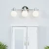 TeamsonUS Teamson Home Bathroom Vanity Triple Sconce Light With 3 Frosted Shades, Chrome Fixture