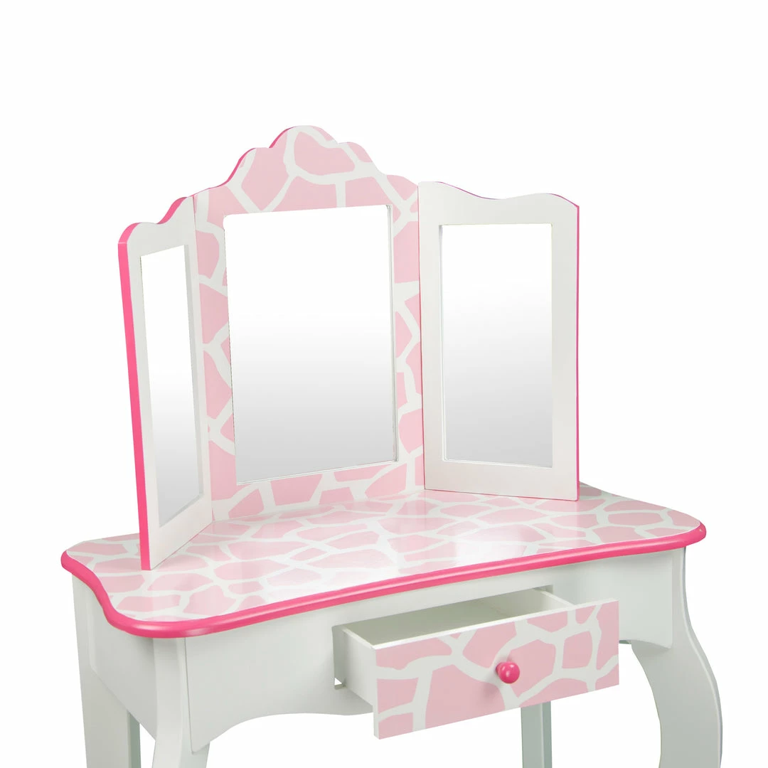 TeamsonUS Fantasy Fields - Fashion Giraffe Prints Gisele Play Vanity Set - Pink / White