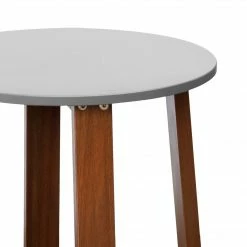 TeamsonUS Teamson Home Outdoor Solid Eucalyptus Wood Patio Side Table With Superstone Cement Top, Gray