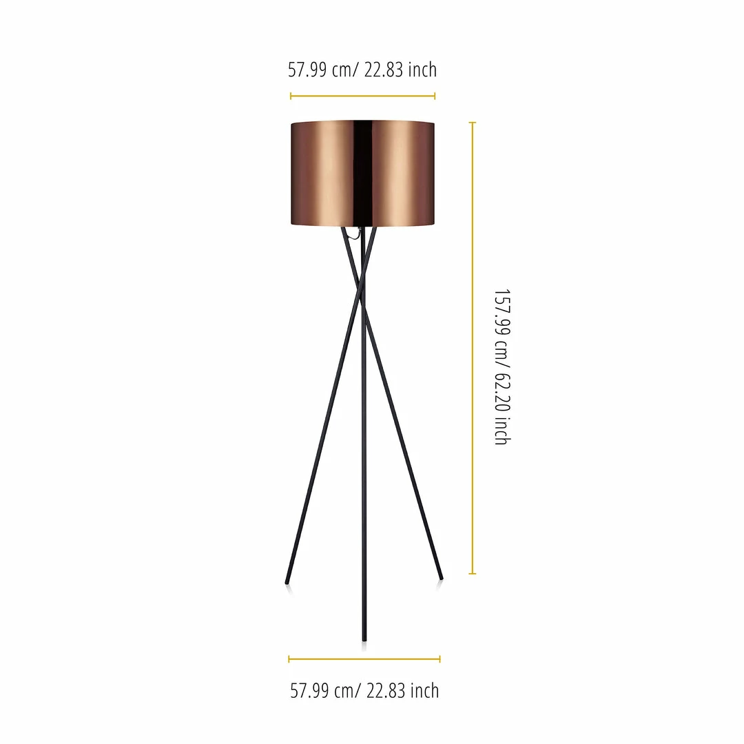 TeamsonUS Teamson Home Cara Tripod Floor Lamp With Copper Shade