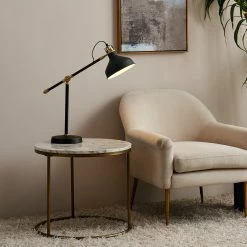 TeamsonUS Teamson Home Marmo Modern Marble-Look Round Side Table, Marble/Brass