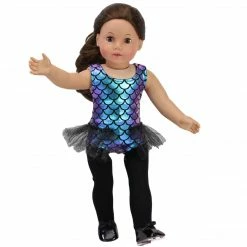 TeamsonUS Kids Sophia's Jazz Leotard Costume And Tap Shoes For 18'' Dolls, Black