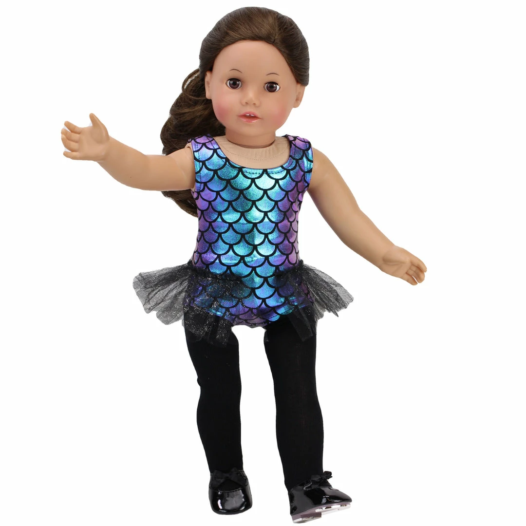 TeamsonUS Kids Sophia's Jazz Leotard Costume And Tap Shoes For 18'' Dolls, Black