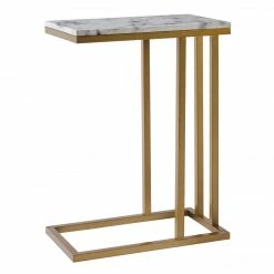 TeamsonUS Teamson Home Marmo Modern Marble-Look C Shape Side Table, Marble/Brass