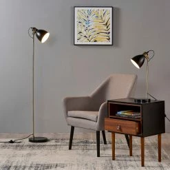 TeamsonUS Teamson Home Quincy Modern Monopod Floor Lamp With Antique Brass Finish, Black